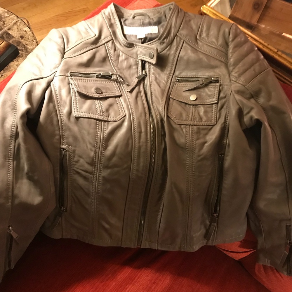 Boston Proper Woman Leather Moto Jacket Size XL